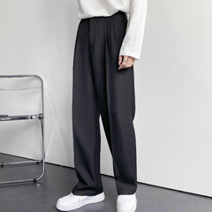 Spring And Summer Vertical Straight Suit Pants Men's Loose Korean Version Casual White Black Wide-leg Mopping Trousers