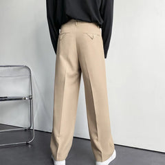 Spring And Summer Vertical Straight Suit Pants Men's Loose Korean Version Casual White Black Wide-leg Mopping Trousers