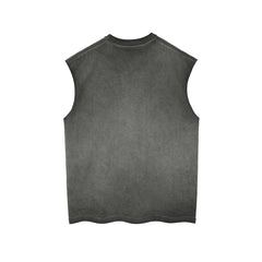 Tie-Dye Inside-Out Cotton Sleeveless Tee Men Garment Washed Tank Tops Hip Hop Streetwear Five Colors