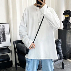 Men Long Sleeve T-shirts Autumn Male Simple Design Solid Basic Oversize 5XL Soft Cozy High Quality All-match Korean Fashion Chic