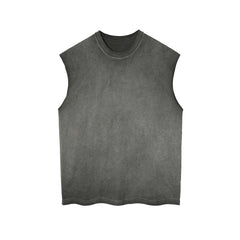 Tie-Dye Inside-Out Cotton Sleeveless Tee Men Garment Washed Tank Tops Hip Hop Streetwear Five Colors