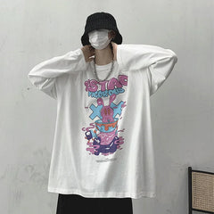 Men Long Sleeve T-shirt Plus Oversize Spring Tees Male Couple Cartoon Print T Shirt  Japanese Style Funny Top Ins