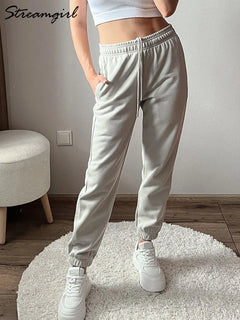 White Straight Sweatpants  unisex Pants High Waist Black Cotton Trousers Unisex Coffee Joggers unisex Sports Pants For unisex Casual