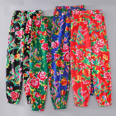 Women & Men Floral Printed Harem Baggy PantsChinese Ethnic Baggy Fancy Trouser Unisex Costume Performance Joggers Sweatpants