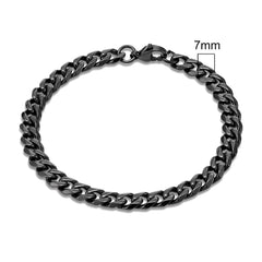 MKENDN Punk Men 3-11mm Stainless Steel Black Dainty Curb Cuban Link Chain Bracelets for Men & Women Unisex Solid Jewelry Gifts