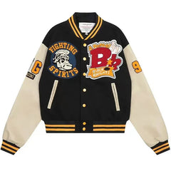 Varsity Baseball Jacket Men Spring Leather Sleeve Letter Flocking Embroidery Bomber Jackets Women Hip Hop Casual Coat Streetwear