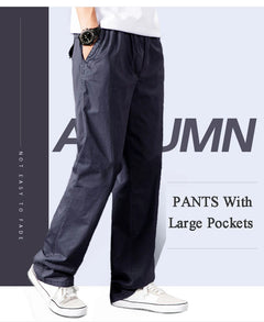 Men's Spring Autumn New Overalls Work Pants Plain Large Size Cotton Casual Pants Jogging Clothing Summer Sports Trousers