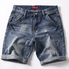 Men Gray Denim Shorts Jeans Pants Good Quality Men Cotton Knee Length Short Jeans New Summer Male Large Size Denim Shorts