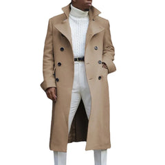 Fashion White Long Jackets Trench Wool Blends Men's Overcoat Long Trench Coat Double Breasted Coats Streetwear Party Loose Jacke