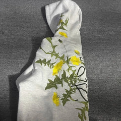 Street dandelion embroidered flower hoodie  American men and women winter plus velvet loose casual y2k clothes