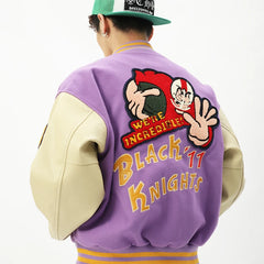 Varsity Baseball Jacket Men Spring Leather Sleeve Letter Flocking Embroidery Bomber Jackets Women Hip Hop Casual Coat Streetwear