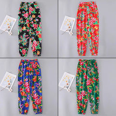 Women & Men Floral Printed Harem Baggy PantsChinese Ethnic Baggy Fancy Trouser Unisex Costume Performance Joggers Sweatpants