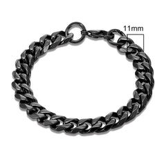 MKENDN Punk Men 3-11mm Stainless Steel Black Dainty Curb Cuban Link Chain Bracelets for Men & Women Unisex Solid Jewelry Gifts