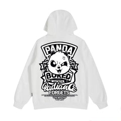 Retro Letter Panda Print Fleece Hoodies Oversized Male and Female Streetwear Casual Hooded Sweatshirts Loose Hip Hop y2k Hoody