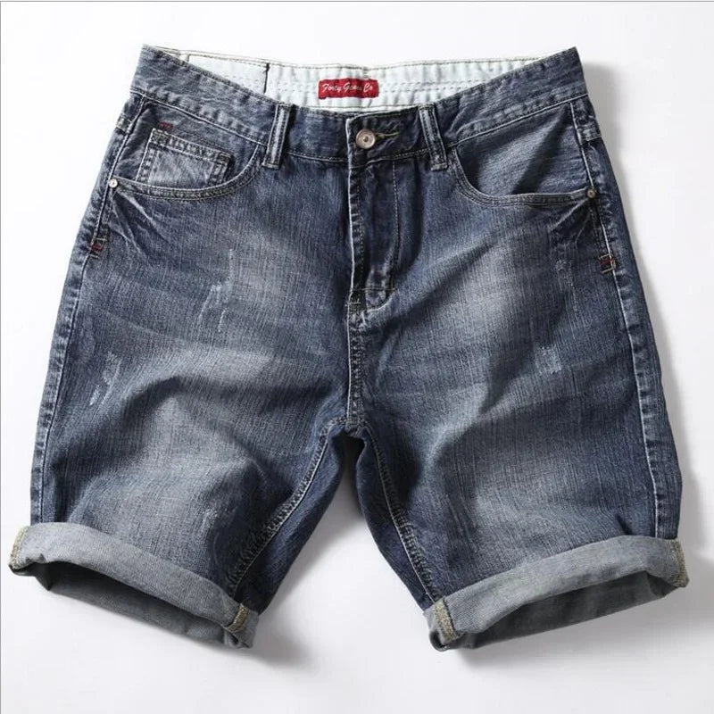 Men Gray Denim Shorts Jeans Pants Good Quality Men Cotton Knee Length Short Jeans New Summer Male Large Size Denim Shorts