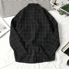 Shirts Men Winter Fleece Plaid Loose Trendy Basic Black Simple Thermal Camisa Masculina Fashion Daily Casual Clothing Handsome