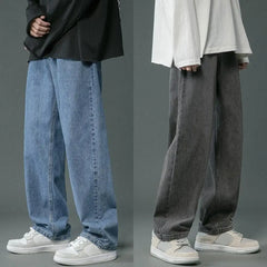 Fashion Men's Straight Wide Leg Jeans Classic Man Loose Baggy Denim Pants High Waist Casual Loose Denim Cargo Pants