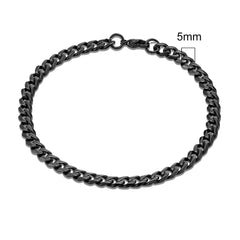 MKENDN Punk Men 3-11mm Stainless Steel Black Dainty Curb Cuban Link Chain Bracelets for Men & Women Unisex Solid Jewelry Gifts