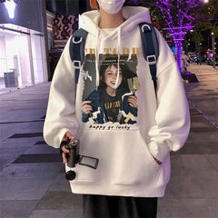 American Retro Oversized Hoodies For Men Graphic Print Streetwear New Hooded Sweatshirts Autumn Hip Hop Fashion Y2K Hoodie