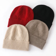 Men & Women Hat Winter New 100% Pure Cashmere Knitted Headgears Soft Warm Hats Men & Lady Fashion Casual Thicken Cap Quality Cashmere Cap