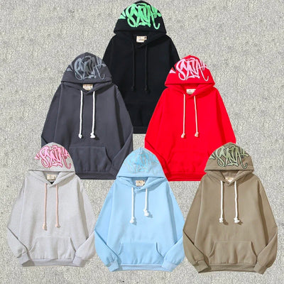 24SS American Retro Synaworld Simple Style Hoodie Pullover Men's Women's Print Syna Fashion Pure Cotton Loose Hooded Sweatshirts