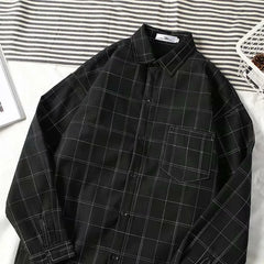 Shirts Men Winter Fleece Plaid Loose Trendy Basic Black Simple Thermal Camisa Masculina Fashion Daily Casual Clothing Handsome