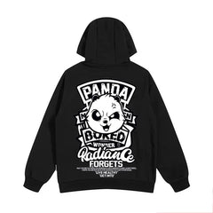 Retro Letter Panda Print Fleece Hoodies Oversized Male and Female Streetwear Casual Hooded Sweatshirts Loose Hip Hop y2k Hoody