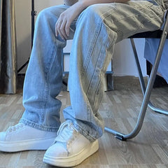 Fashion Trousers Denim Pants Streetwear Hip Hop Low Rise Baggy Jeans For Men Korean Women Cargo Pants Punk Clothe