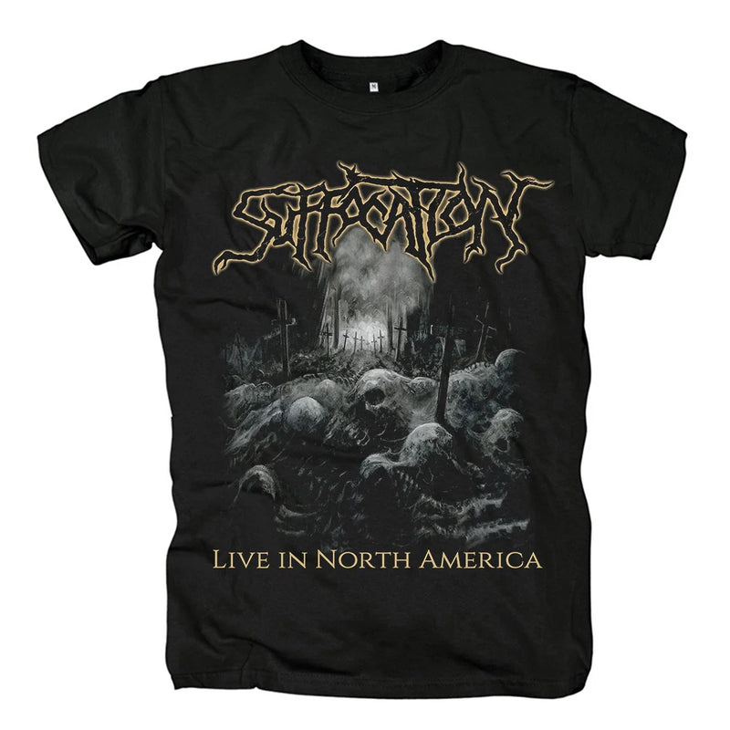 Heavy Metal Mens T-shirt Black Tees SUFFOCATION Rock Band T-shirts Summer Fashion Hip Hop Tshirts Styles Tops Tees