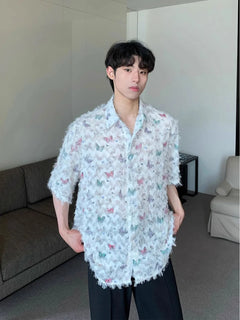 Shirt Men Fashion Design Casual Loose Korean Style Spring Turn-down Collar Advanced Handsome Charming Single Breasted Students