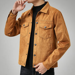 men's suede casual all match jacket new spring and autumn Men's Fashion Korean StyleSlim Lapel Workwear Jacket