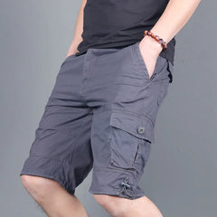 Summer Mens Cargo Shorts Solid Cotton High Quality Knee Length Male Shorts Bermuda Military Casual Work Short Pants