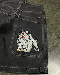 Y2K Hip Hop JNCO baggy jeans Denim Shorts vintage pattern Men Women Summer New Gothic Men Basketball Shorts Streetwear