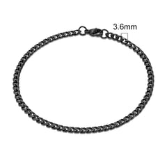 MKENDN Punk Men 3-11mm Stainless Steel Black Dainty Curb Cuban Link Chain Bracelets for Men & Women Unisex Solid Jewelry Gifts