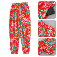 Women & Men Floral Printed Harem Baggy PantsChinese Ethnic Baggy Fancy Trouser Unisex Costume Performance Joggers Sweatpants