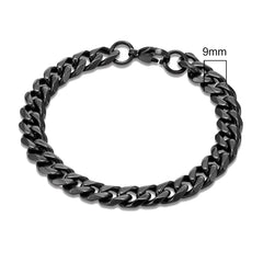 MKENDN Punk Men 3-11mm Stainless Steel Black Dainty Curb Cuban Link Chain Bracelets for Men & Women Unisex Solid Jewelry Gifts