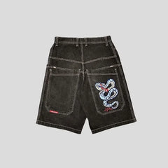 Y2K Hip Hop JNCO baggy jeans Denim Shorts vintage pattern Men Women Summer New Gothic Men Basketball Shorts Streetwear