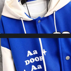 Men's Hooded Pockets Baseball Jacket Men's Clothing Spring Autumn  Japanese Fashion Loose Male Coat Hooded Baseball Jersey