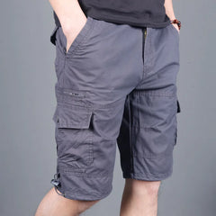 Summer Mens Cargo Shorts Solid Cotton High Quality Knee Length Male Shorts Bermuda Military Casual Work Short Pants