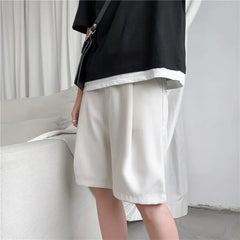 Men Shorts Solid Chic All-match Summer Thin Baggy Straight Ins Casual Trousers for Male Simple Popular Clothing