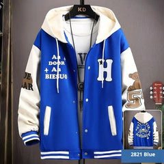 Men's Hooded Pockets Baseball Jacket Men's Clothing Spring Autumn  Japanese Fashion Loose Male Coat Hooded Baseball Jersey