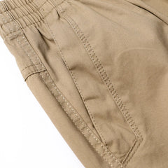 Men's 100% Cotton Sunwashed Pants, Standard Fit, Men Straight Cargo Trousers, Casual Pants, Monochromatic, Elastic Waist